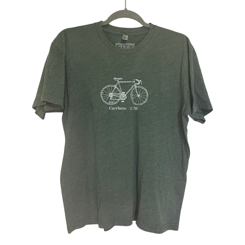 Los Angeles Apparel City Bike Tees Shirt Large‎ Green Carrboro NC Graphic Tee